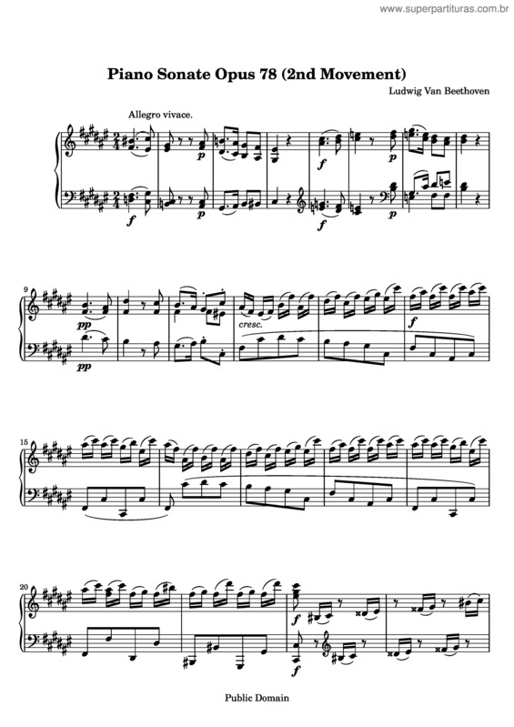 Partitura da música Piano Sonata No. 24 `A Thérèse` v.2