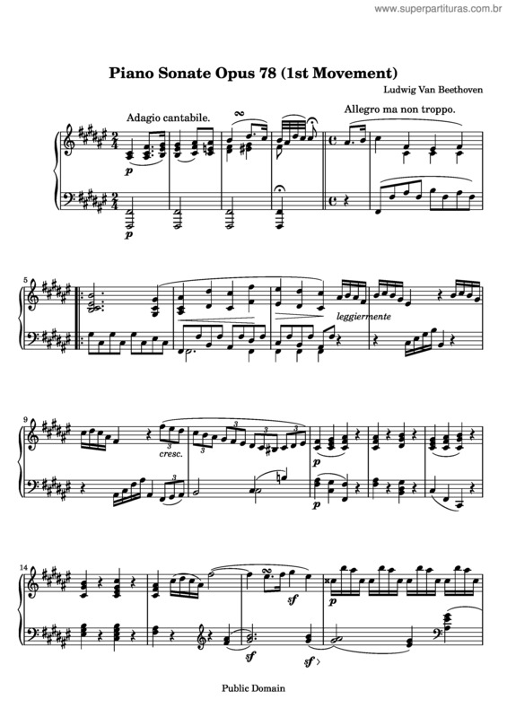 Partitura da música Piano Sonata No. 24 `A Thérèse`
