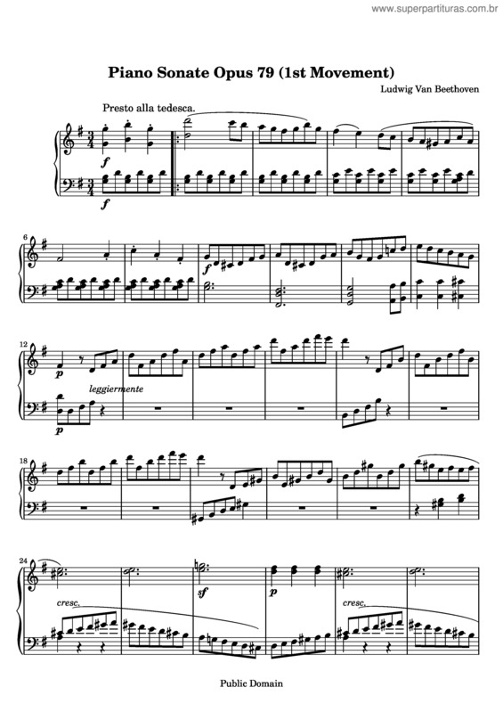 Partitura da música Piano Sonata No. 25 v.2