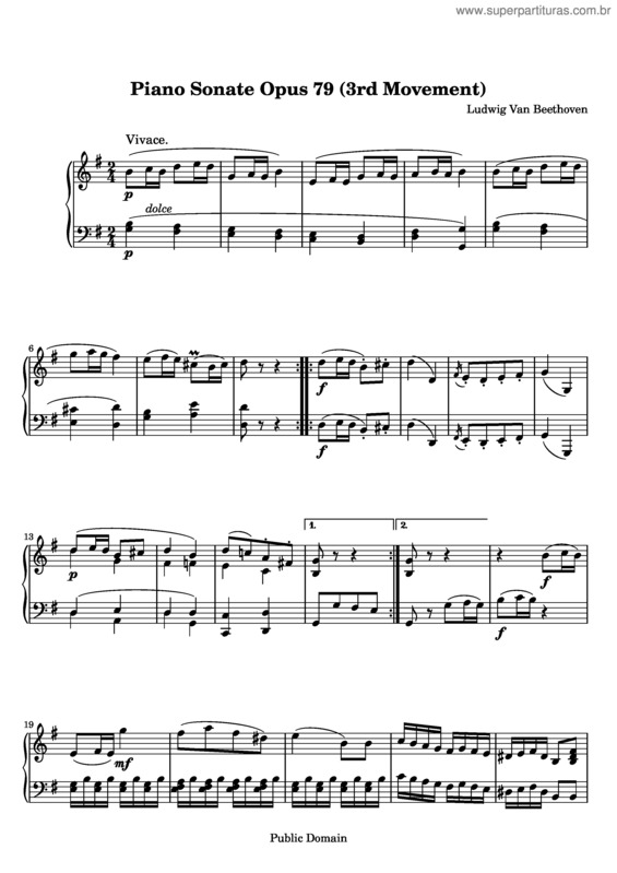 Partitura da música Piano Sonata No. 25 v.3