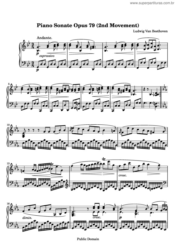 Partitura da música Piano Sonata No. 25