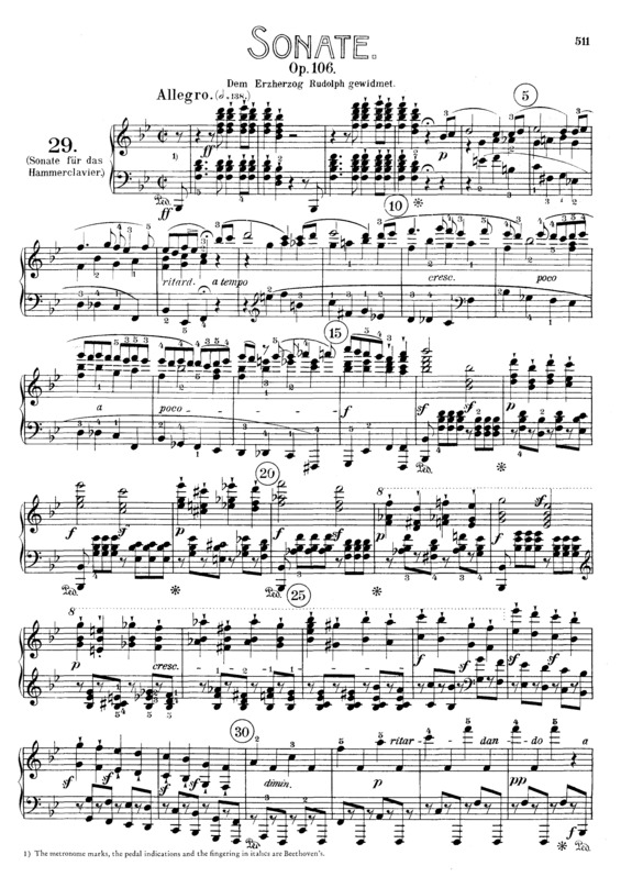 Partitura da música Piano Sonata No. 29 `Hammerklavier`