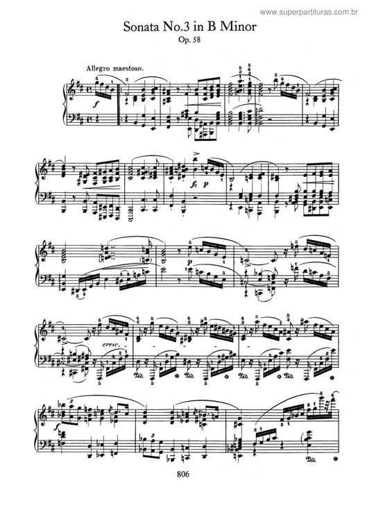Partitura da música Piano Sonata No. 3