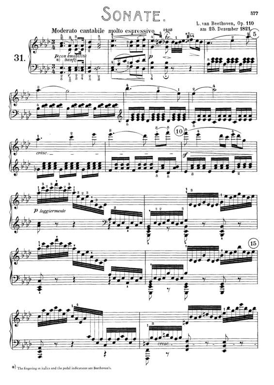 Partitura da música Piano Sonata No. 31