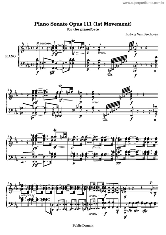 Partitura da música Piano Sonata No. 32