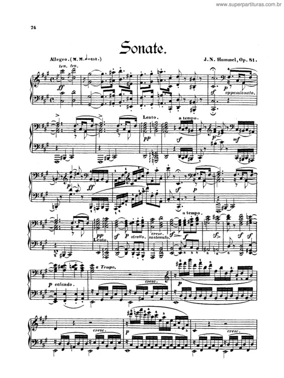 Partitura da música Piano Sonata No. 4 in F sharp minor.