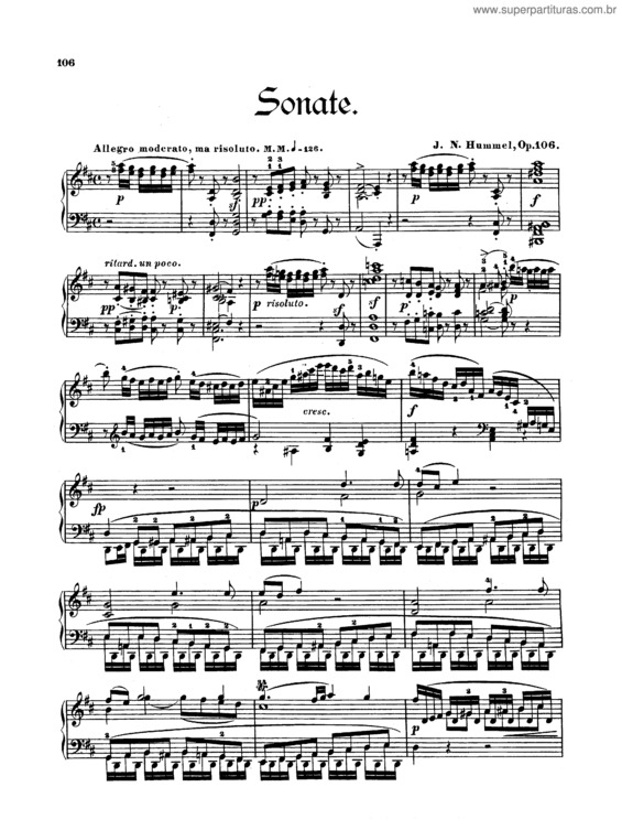 Partitura da música Piano Sonata No. 5 in D major