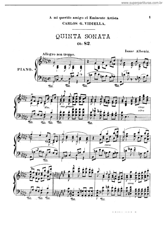 Partitura da música Piano Sonata No. 5 v.5