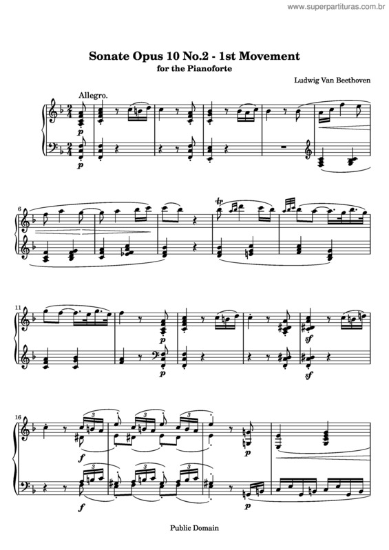 Partitura da música Piano Sonata No. 6 v.6