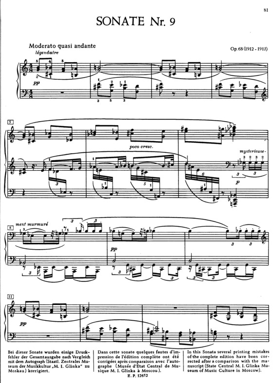 Partitura da música Piano Sonata No. 9 v.2