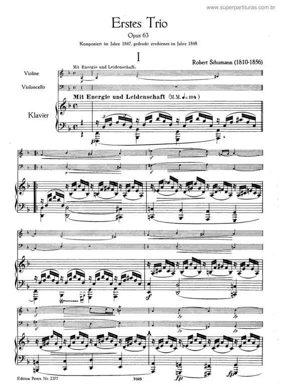 Partitura da música Piano Trio No. 1 in D minor