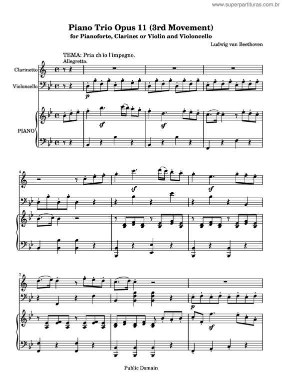 Partitura da música Piano Trio No. 4 `Gassenhauer` v.2