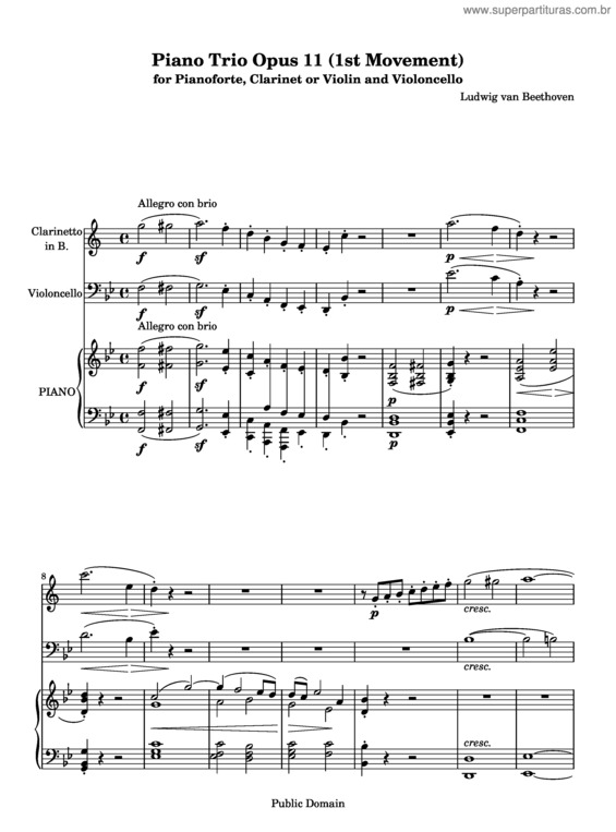 Partitura da música Piano Trio No. 4 `Gassenhauer`