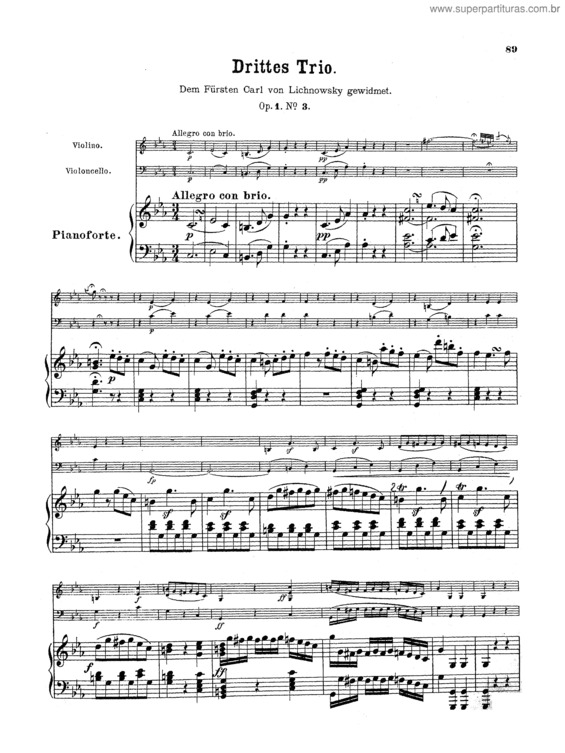 Partitura da música Piano Trios, Opus 1