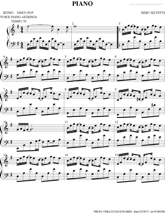 Partitura da música Piano