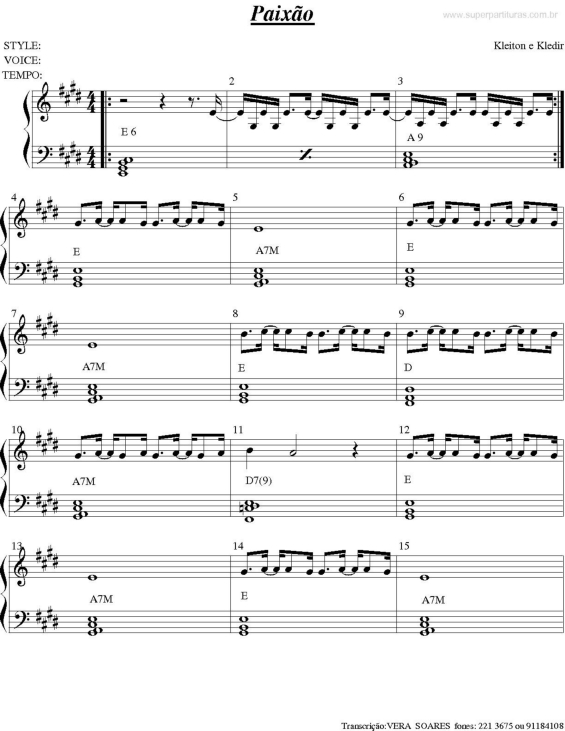 Partitura da música Piaxão