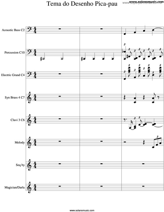 Partitura da música Pica Pau v.2