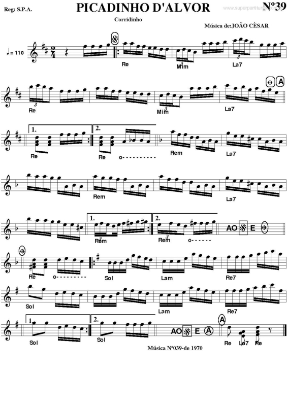 Partitura da música Picadinho D`Alvor