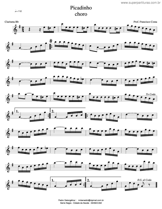 Partitura da música Picadinho