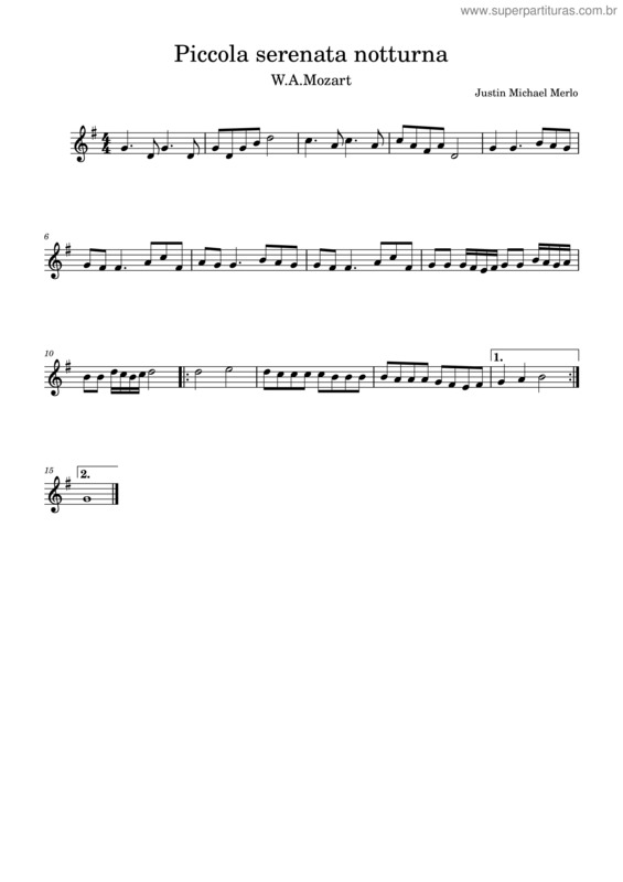 Partitura da música Piccola Serenata Notturna