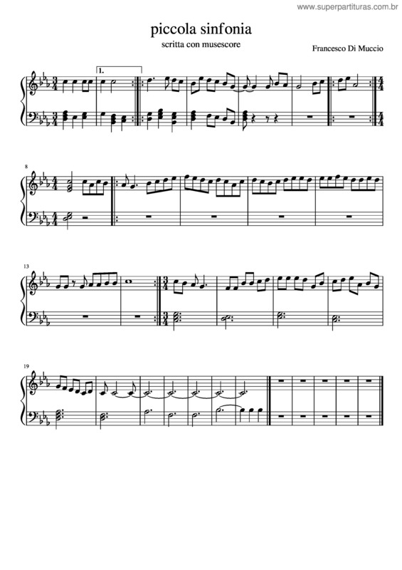 Partitura da música Piccola Sinfonia