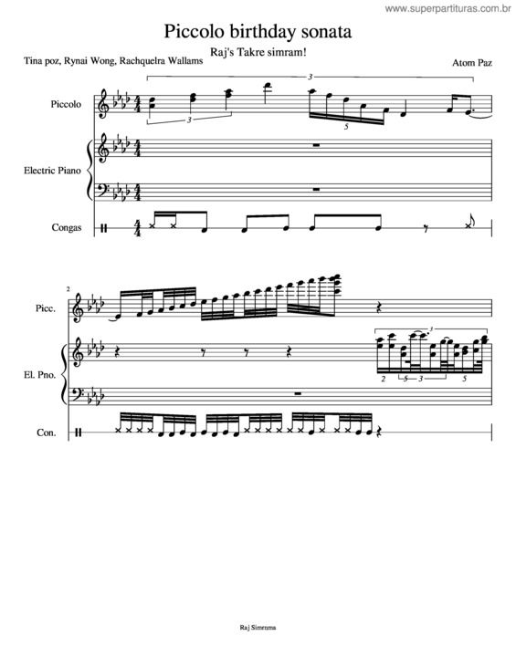 Partitura da música Piccolo Birthday Sonata