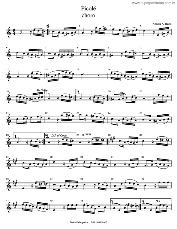 Partitura da música Picolé