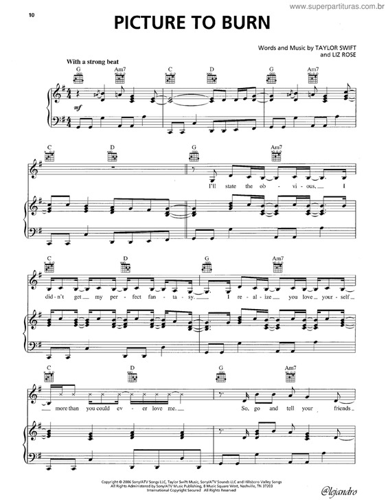 Partitura da música Picute to Burn