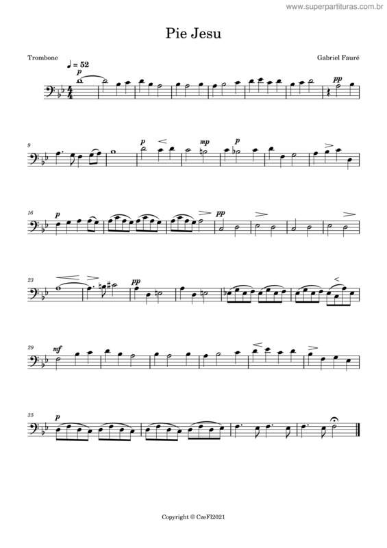 Partitura da música Pie Jesu – Gabriel Fauré Pie Jesu