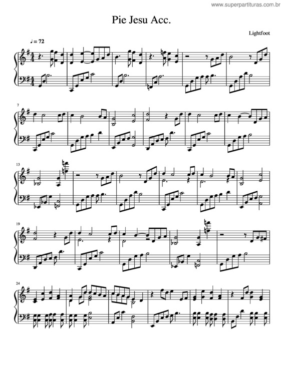 Partitura da música Pie Jesu Acc.