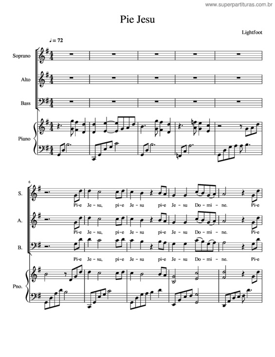 Partitura da música Pie Jesu v.10