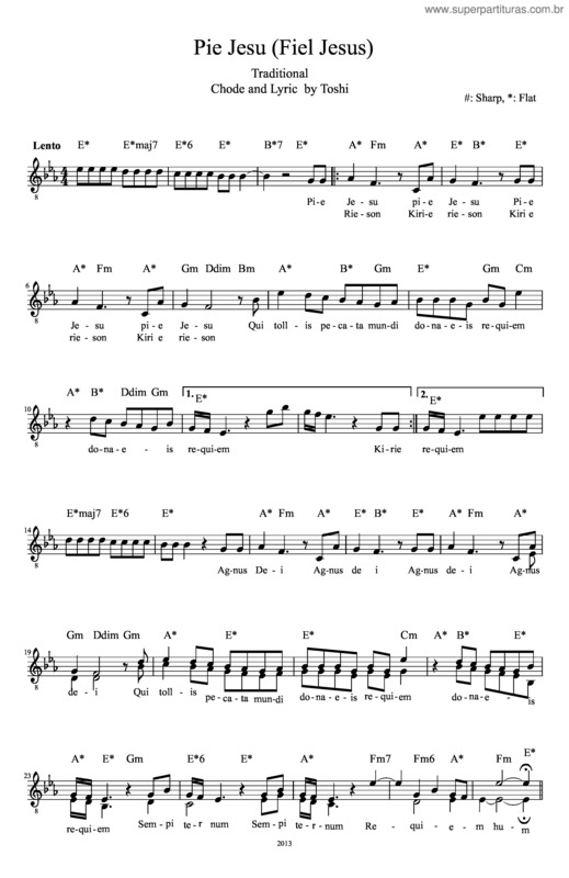 Partitura da música Pie Jesu v.8