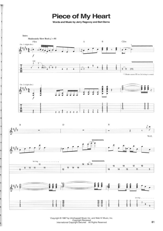 Partitura da música Piece Of My Heart