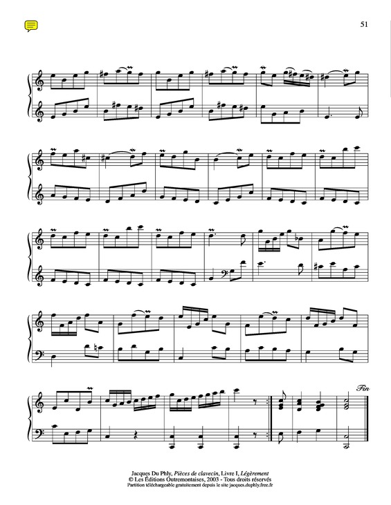 Partitura da música Pieces de Clavecin v.2