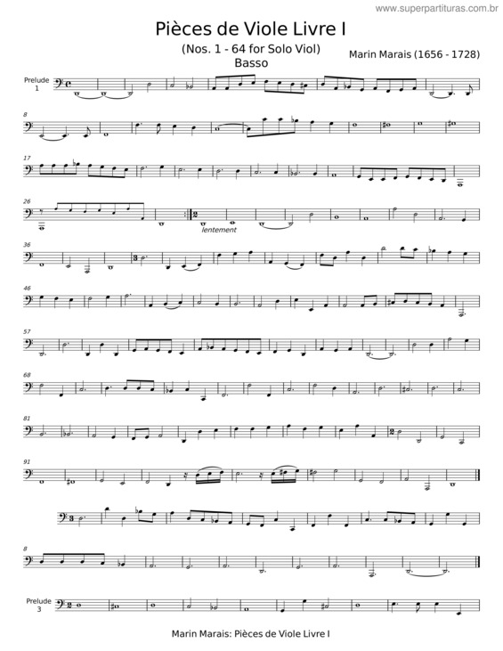 Partitura da música Pièces De Viole Livre I – Marin Marais;Martin Sheen