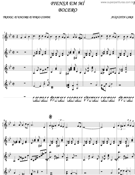 Partitura da música Piensa E Mi