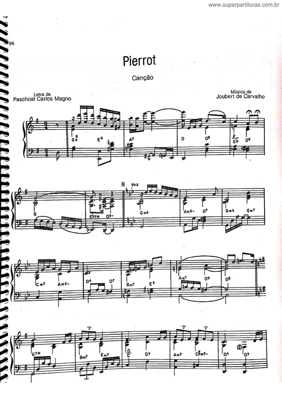 Partitura da música Pierrot v.2