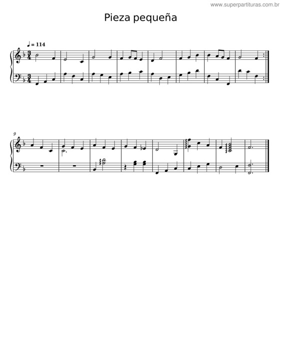 Partitura da música Pieza Pequeña