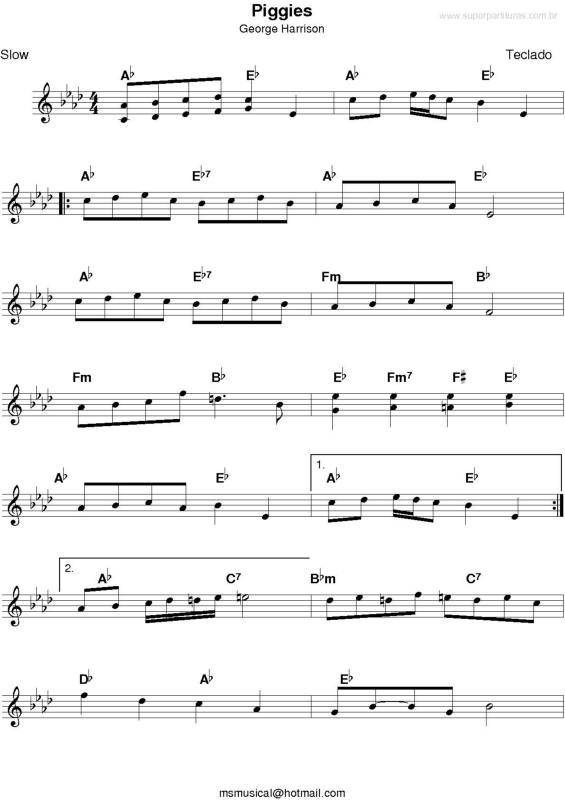 Partitura da música Piggies v.2