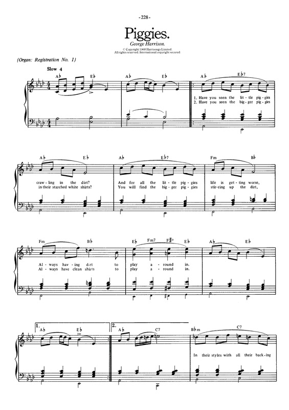 Partitura da música Piggies v.3