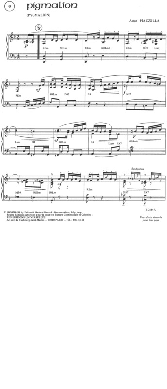 Partitura da música Pigmalion