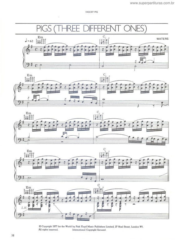 Partitura da música Pigs ( three different ones)