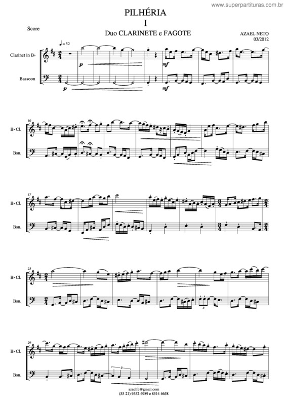 Partitura da música Pilhéria