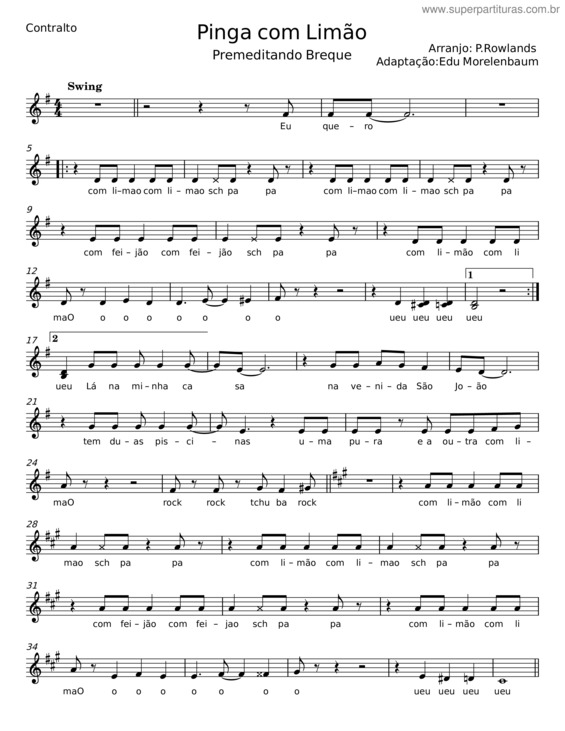 Partitura da música Pinga Com Limão