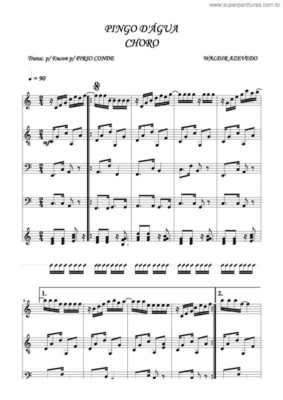 Partitura da música Pingo D`Água v.2