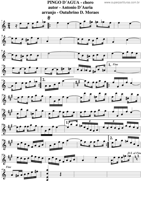 Partitura da música Pingo D´Água v.4