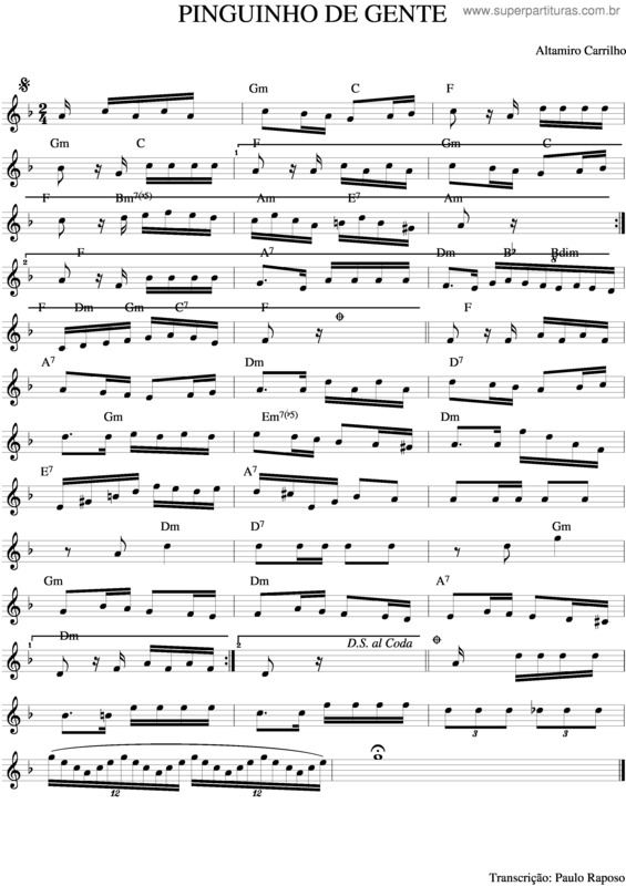 Partitura da música Pinguinho De Gente