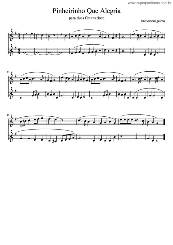 Partitura da música Pinheirinho Que Alegria