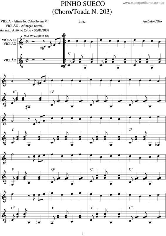 Partitura da música Pinho v.7