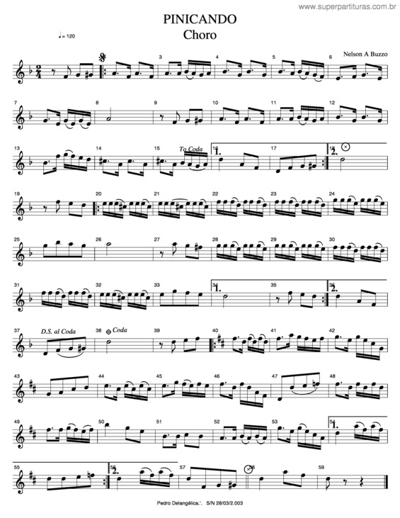 Partitura da música Pinicando